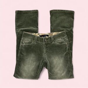 Green Low Rise Corduroy Pants